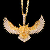 50MM 10k Yellow Gold 2.5CTW Natural Round Diamond 12.3g Owl Pendant Charm